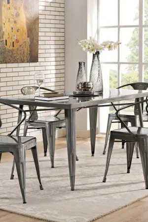 Best Choice Modway Alacrity Rectangle Metal Dining Table - Gunmetal - EEI-2033 - Gunmetal
