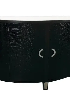 A&B Home Black & White Semi Round Cabinet Discount
