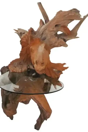 A&B Home Teak Wood Horse Side Table Must Have