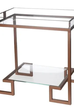 A&B Home Metal/Glass Side Table Free Returns