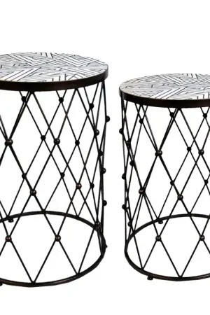 A&B Home Fenna Copper Tables With Decorative Wood Top - Set Of 2 Hot Deal