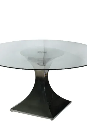 Best Price A&B Home Incurva Stainless Steel / Glass Top Dining Table