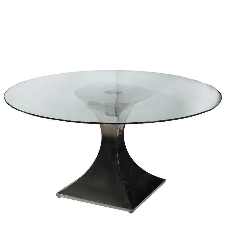 Best Price A&B Home Incurva Stainless Steel / Glass Top Dining Table