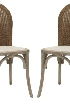 Authentic Safavieh Kioni Side Chair - Set Of 2 - Oak, Natural, Taupe