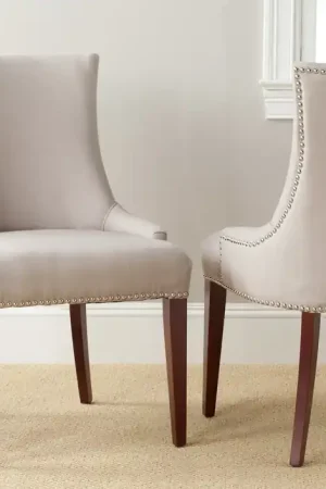 Wholesale Safavieh Becca Linen Dining Chair W/ Nickel Nail Heads - Silver, Beige, Cherry, Taupe