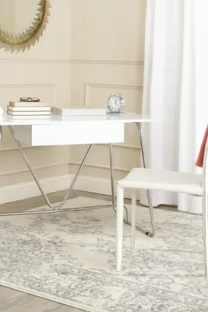 Best Price Safavieh Malloy Desk - White, Chrome