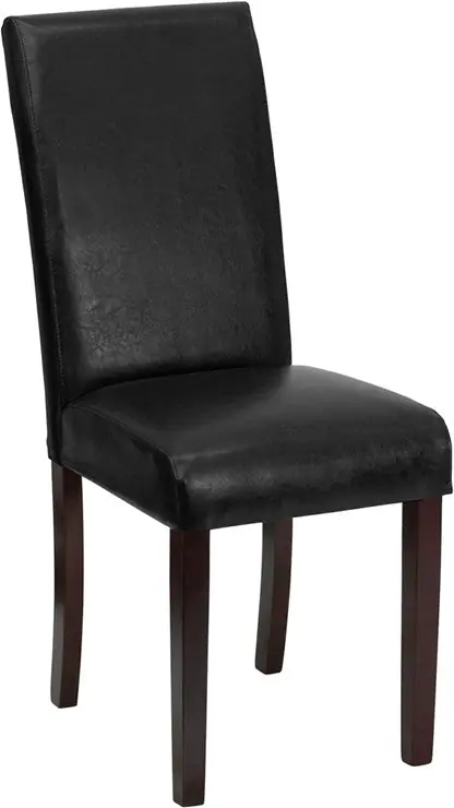 Hot Deal Flash Furniture Black Leather Upholstered Parsons Chair
