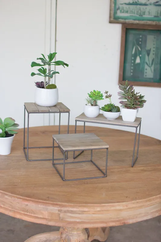 Best Seller Kalalou Wood And Metal Risers - Set Of 3 - Grey, Natural