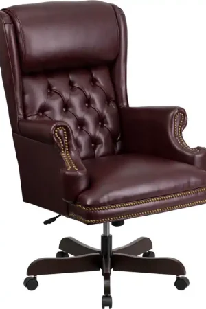 Hassle-Free Returns Flash Furniture CI-J600-BY-GG High Back Traditional Tufted Burgundy Le