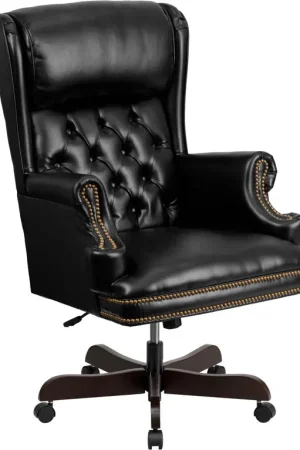 Flash Furniture CI-J600-BK-GG High Back Traditional Tufted Black Leath Time-Limited