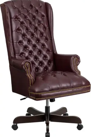 Flash Furniture CI-360-BY-GG High Back Traditional Tufted Burgundy Lea Bargain