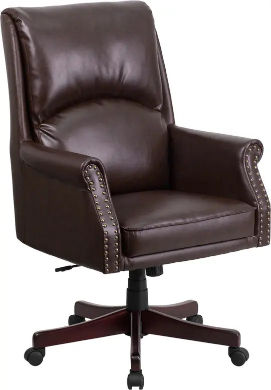Flash Furniture High Back Pillow Back Brown Leather Executive Swivel O Low Price