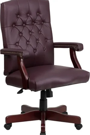 Flash Furniture Martha Washington Burgundy Leather Executive Swivel Of Top Rated