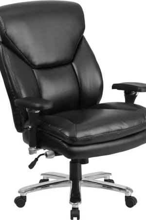 Flash Furniture GO-2085-LEA-GG Hercules Series, Black Leather Executive Swivel Chair With Lumbar Knob - Low Price