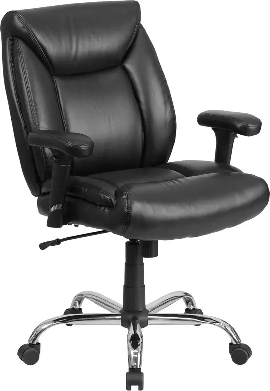 Flash Furniture GO-2073-LEA-GG Hercules Series Black Leather Swivel Task Chair with Adjustable Arms - Authentic