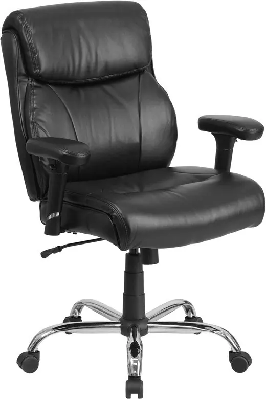 Direct From Factory Flash Furniture GO-2031-LEA-GG Hercules Series, Black Leather Swivel Task Chair with Adjustable Arms -