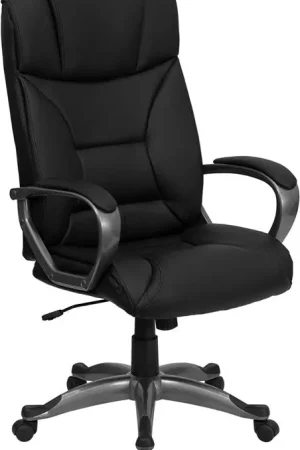 Flash Furniture BT-9177-BK-GG High Back Black Leather Executive Swivel Office Chair - Mega Sale