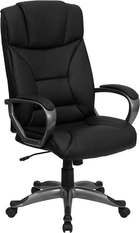 Flash Furniture BT-9177-BK-GG High Back Black Leather Executive Swivel Office Chair - Mega Sale