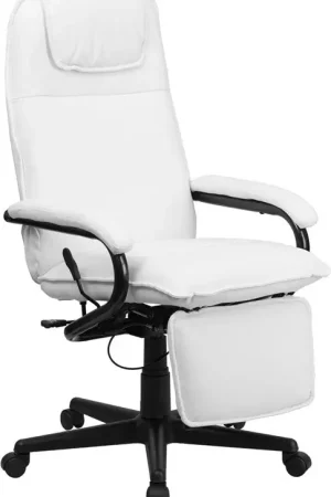 High Quality Flash Furniture High Back White Leather Executive Reclining Swivel Office Chair -