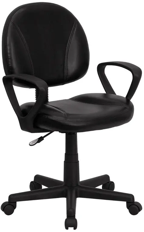 Bulk Order Flash Furniture Mid-Back Black Leather Ergonomic Swivel Task Chair With Arms -