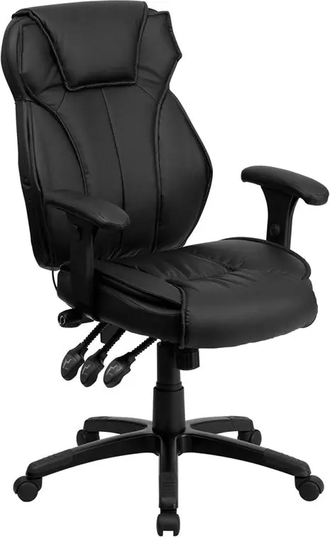 Flash Furniture High Back Black Leather Executive Swivel Office Chair With Triple Paddle Control And Lumbar Support Knob - Markdown