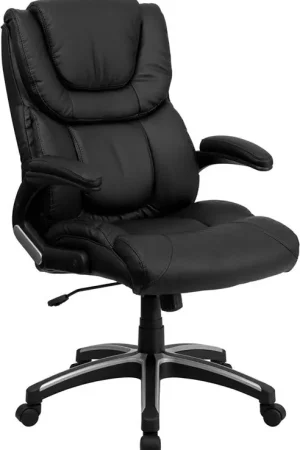 Grab Now Flash Furniture BT-9896H-GG Black Leather Executive Swivel Chair with Arms -