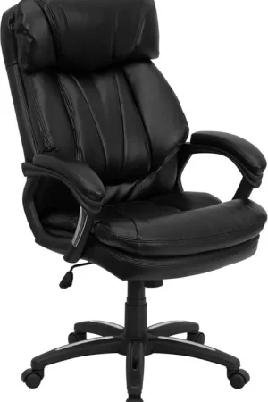 Weekend Sale Flash Furniture GO-1097-BK-LEA-GG High Back Black Leather Executive Swivel Office Chair -