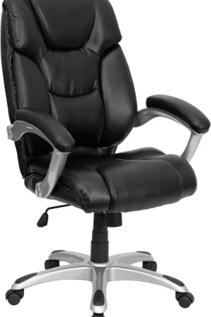 Limited Edition Flash Furniture GO-931H-BK-GG High Back Black Leather Executive Swivel Office Chair -