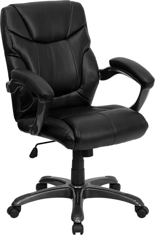 Editor’s Pick Flash Furniture Mid-Back Black Leather Overstuffed Swivel Task Chair -