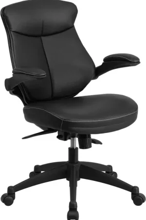 Flash Furniture Mid-Back Black Leather Executive Swivel Office Chair With Back Angle Adjustment And Flip-Up Arms - Editor’s Pick