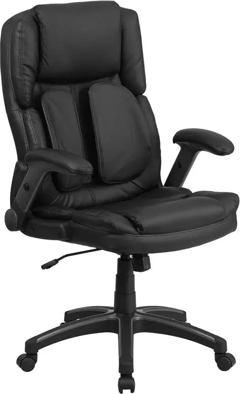 Flash Furniture Extreme Comfort High Back Black Leather Executive Swivel Office Chair With Flip-Up Arms - Sale