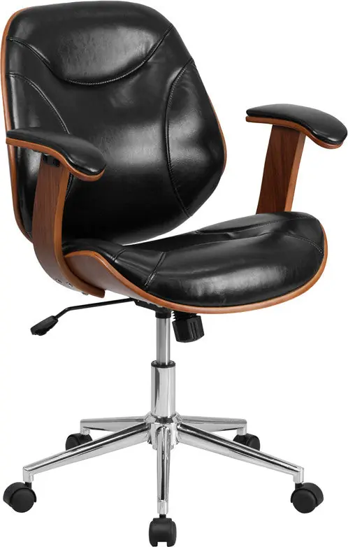Flash Furniture Mid-Back Black Leather Executive Wood Swivel Office Chair - Secure Checkout