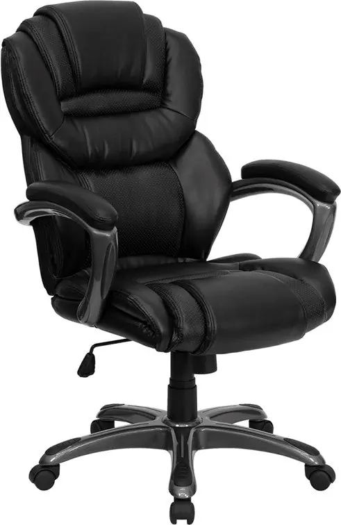 Flash Furniture High Back Black Leather Executive Swivel Office Chair With Leather Padded Loop Arms - Buy Online
