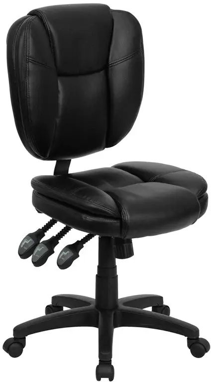 Today Only Flash Furniture Mid-Back Black Leather Multi-Functional Ergonomic Swivel Task Chair -