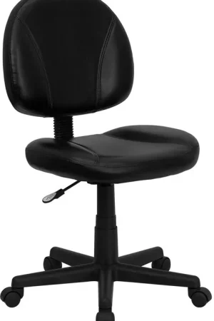 Flash Furniture Mid-Back Black Leather Ergonomic Swivel Task Chair - Free Returns