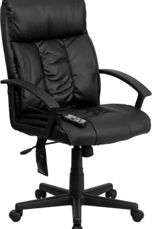 Flash Furniture BT-9578P-GG High Back Massaging Black Leather Executive Swivel Office Chair - Hassle-Free Returns