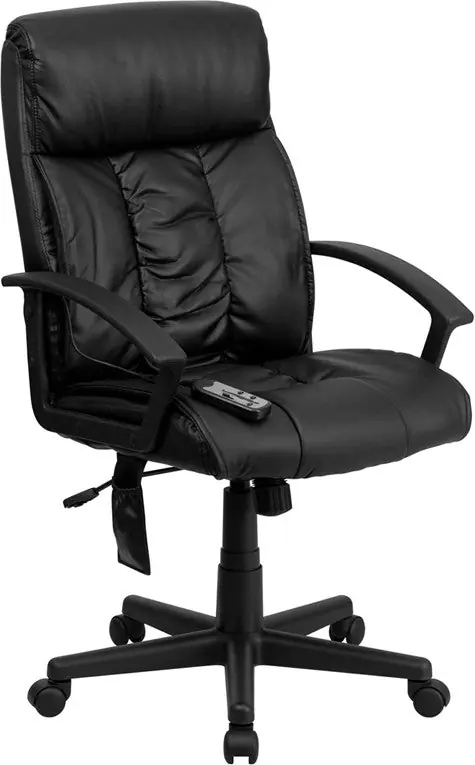 Flash Furniture BT-9578P-GG High Back Massaging Black Leather Executive Swivel Office Chair - Hassle-Free Returns