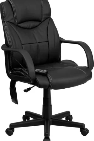 Flash Furniture BT-2690P-GG High Back Massaging Black Leather Executive Swivel Office Chair - Direct From Factory