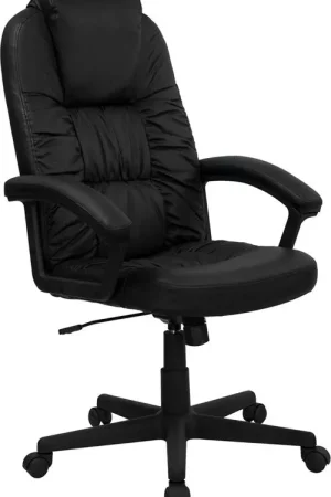 Flash Furniture BT-983-BK-GG High Back Black Leather Executive Swivel Office Chair - Best Price