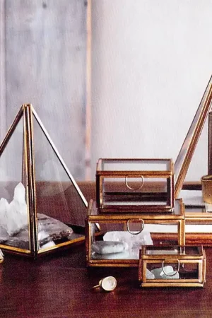 Brass Pyramid Display Boxes - Small - Set Of 3 Trusted Brand