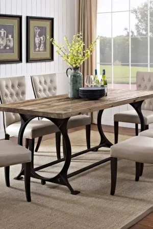 Brand New Modway Effuse Rectangle Wood Top Dining Table - Brown - EEI-1205 - Brown