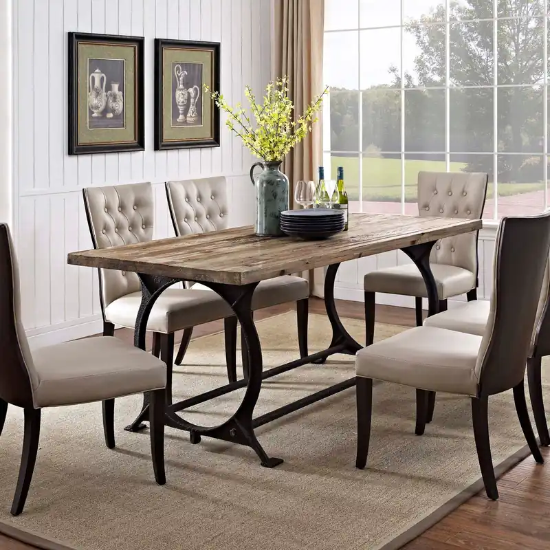 Brand New Modway Effuse Rectangle Wood Top Dining Table - Brown - EEI-1205 - Brown
