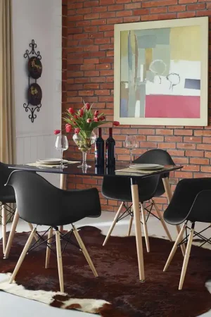 Brand New Modway Pyramid Dining Armchair Set of 4 - Black - EEI-1257 - Black