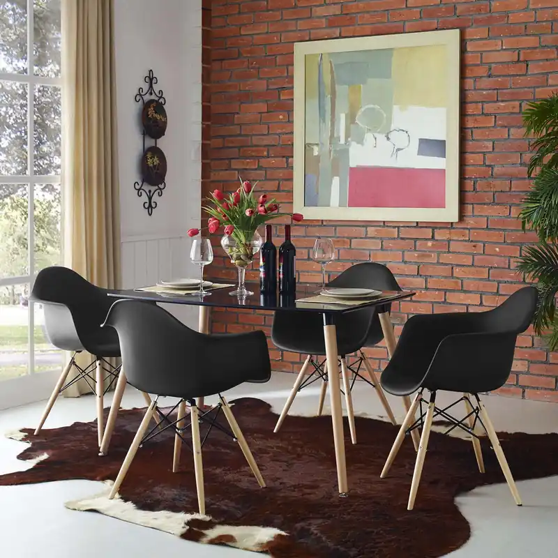 Brand New Modway Pyramid Dining Armchair Set of 4 - Black - EEI-1257 - Black