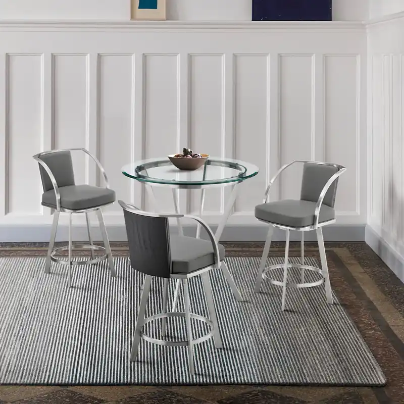 Naomi and Livingston 4-Piece Counter Height Dining Set in Brushed Stai Modern