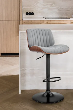 Brock Adjustable Gray Faux Leather and Walnut Wood with Black Finish B Bargain