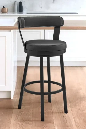 Bryant 26" Counter Height Swivel Bar Stool in Black Finish and Black F Best Choice