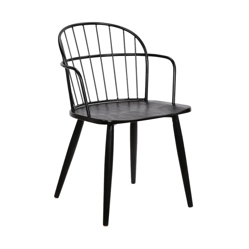 Markdown Bradley Steel Framed Side Chair in Black Powder Coated Finish and Blac