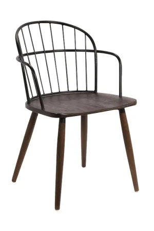 Bradley Steel Framed Side Chair in Black Powder Coated Finish and Waln Get Yours
