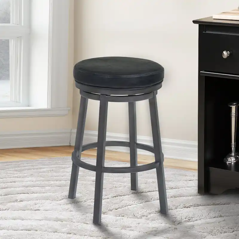 Tilden 30" Bar Height Metal Swivel Backless Barstool in Ford Black Fau Seasonal Sale